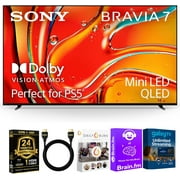 Sony 65-Inch BRAVIA 7 4K HDR Mini LED QLED Smart Google TV with Dolby Vision, PS5 Exclusive Features, HDMI 2.1, XR Processor – Bundle with 2-Year CPS Protection, AUX HDMI Cable & Streaming Bundle