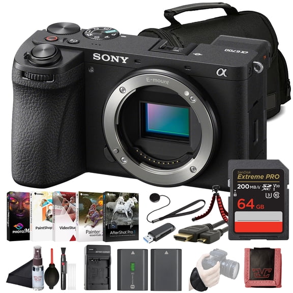 Sony Alpha a6700 Mirrorless Camera, 26MP APS-C Sensor, 4K Video, Black with 64GB Memory Card, Battery, Tripod & Accessories