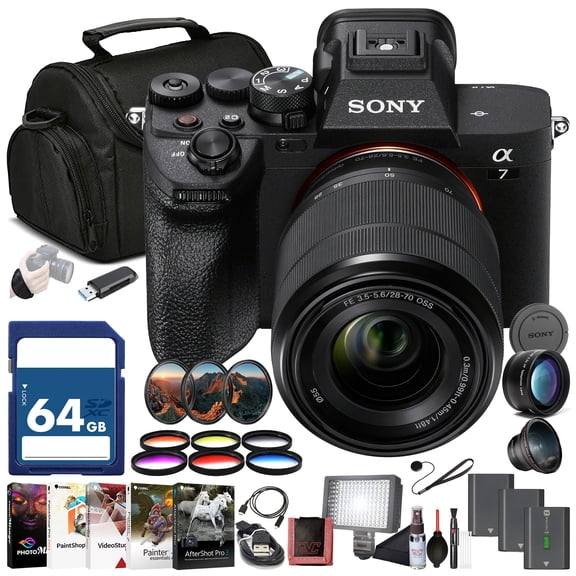 Sony 7 IV Mirrorless Camera Kit (ILCE-7M4K/B) with 2870mm OSS Lens | 33 MP Full-Frame Sensor | 4K/60p Video | 64GB Memory Card, Filter Kit, Wide Angle Lens, Telephoto Lens and More