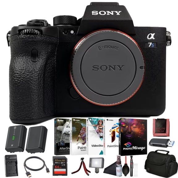 Sony 7S III Full-Frame Mirrorless Camera Body (ILCE-7SM3/B) 12.1 MP BSI Sensor, 4K 120p 10-Bit Video | 64GB Memory Card, 2 x NP-FZ-100 Battery, Photo Software, Case and More