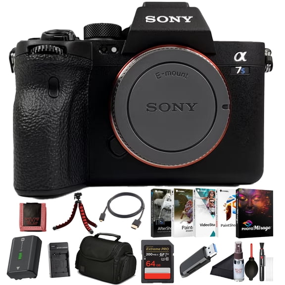 Sony 7S III Full-Frame Mirrorless Camera Body (ILCE-7SM3/B) 12.1 MP BSI Sensor, 4K 120p 10-Bit Video | 64GB Memory Card, NP-FZ-100 Battery, Photo Software, Case, External Charger and More