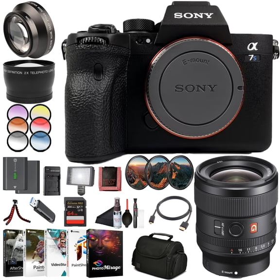 Sony 7S III Full-Frame Mirrorless Camera Body (ILCE-7SM3/B)  12.1 MP BSI Sensor, 4K 120p 10-Bit Video | Sony FE 24mm Lens, 64GB Memory Card, 2 x NP-FZ-100 Battery, Case, External Charger and More