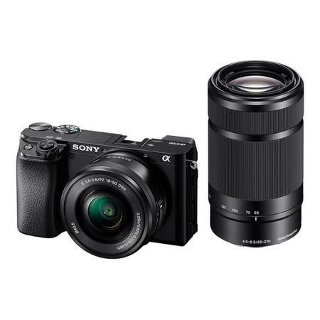 Sony - Alpha 6100 Mirrorless 4K Video Camera with E PZ 16-50mm + 55-210 Lenses - Black
