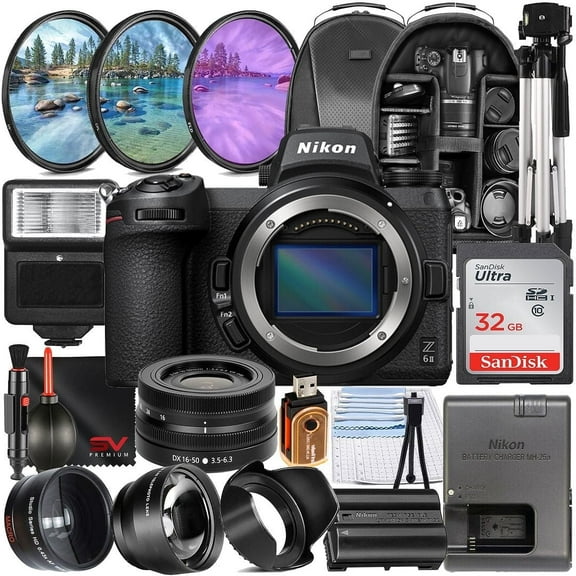 Nikon Z6II Mirrorless Camera with 16-50mm Lens + SanDisk 32GB Memory Card + Full Size Tripod + SV Premium Accessory Bundle