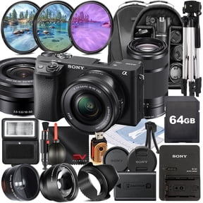 Sony A6400 Mirrorless Camera with 55-210mm Lens + 16-50mm Lens + SanDisk 64GB Memory Card + Backpack + SV Premium Accessory Bundle (International Model)