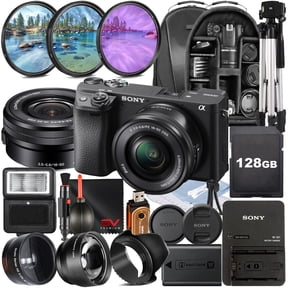 Sony A6400 Mirrorless Camera with 16-50mm Lens + SanDisk 128GB Memory Card + Backpack + SV Premium Accessory Bundle (International Model)