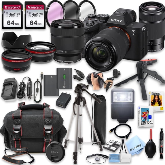 Sony A7 IV Mirrorless Camera with 28-70mm & 55-210mm Zoom Lenses + 128GB SD Card and More (International Version)