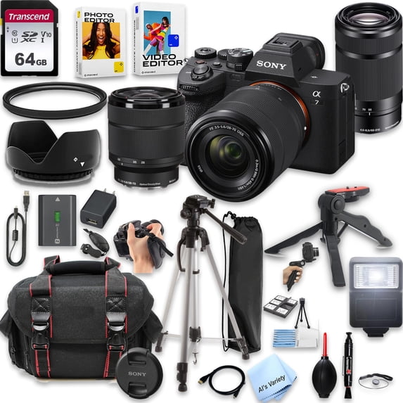 Sony A7 IV Mirrorless Camera with 28-70mm & 55-210mm Zoom Lenses + 64GB SD Card and More (International Version)