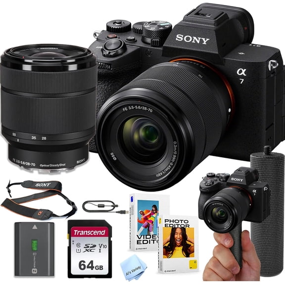 Sony A7 V Mirrorless Camera with 28-70mm Lens + 64GB Memory + Stabilizing Grip + Software Pack +More (Value Bundle) (International Model)
