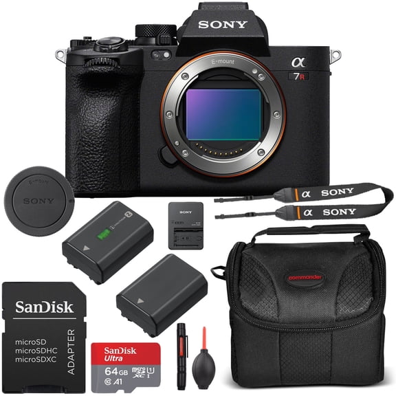 Sony A7R V Mirrorless Camera Body Only Bundle + Extra Battery, 64GB Memory Card, Case & More (International Version)