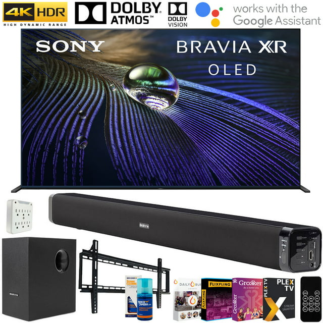 Sony A90J 55 inch 4K HDR Ultra OLED 2021 Smart Television with Soundbar and Subwoofer (XR55A90J)