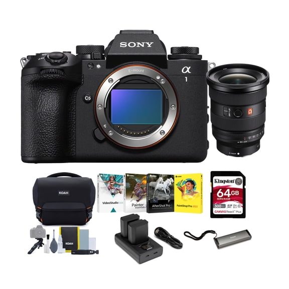 Sony Alpha 1 Mark II Mirrorless Camera with FE 16-35mm f/2.8 GM II Lens, 64GB Memory Card, 2-Pack Batteries, Card Reader, Bag with Cleaning Kit, and Softwares Bundle (7 Items)