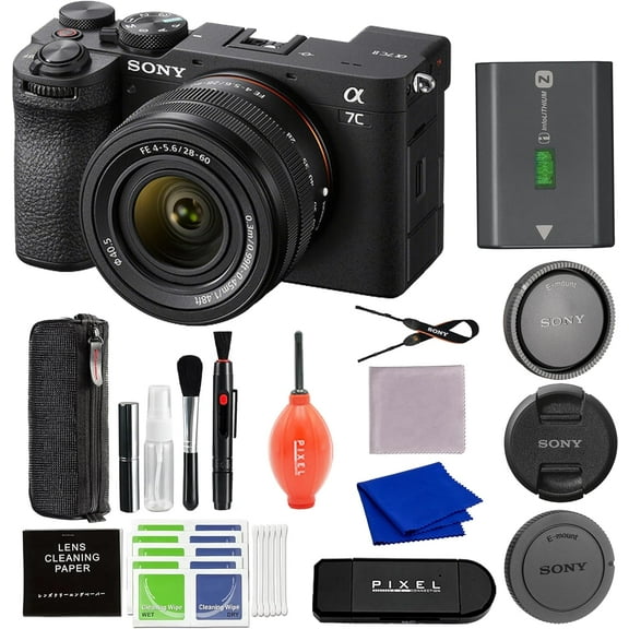 Sony Alpha 7C II Full-Frame Camera with 28-60mm Lens (Black) Bundle with Advanced Accessories & More | a7C II with Lens Kit