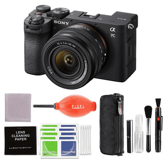 Sony Alpha 7C II Full-Frame Camera with 28-60mm Lens (Black) Bundle with Pixel Advanced Accessories | a7C II with Lens Kit
