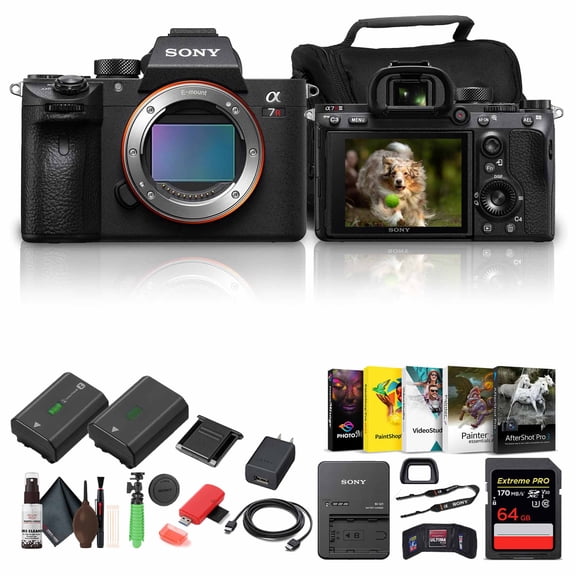 Sony Alpha 7R III Full-Frame Mirrorless Digital Camera Body (ILCE-7RM3) 42.4MP Exmor R BSI CMOS Sensor, 4K HDR Video + 64GB Card + NP-FZ-100 Battery + Photo Software + Case + External Charger + More