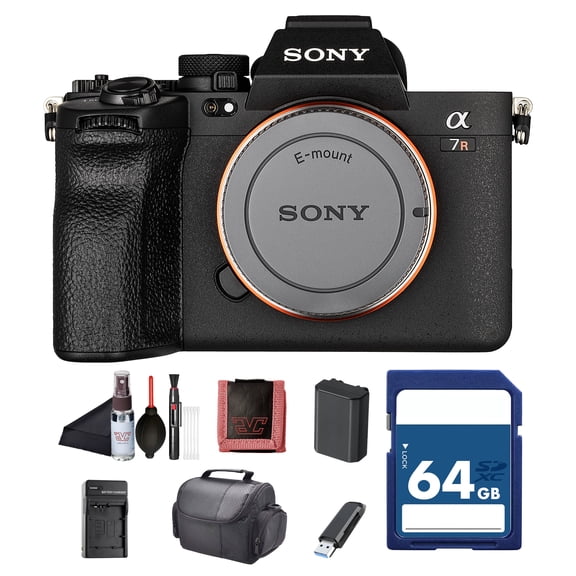 Sony Alpha 7R V Mirrorless Camera Body (ILCE-7RM5/B)  61MP Full-Frame Sensor | AI Autofocus | 8K and 4K Video | 64GB Card, Bag, NP-FZ100 Compatible Battery, External Charger and More