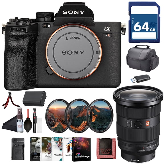 Sony Alpha 7R V Mirrorless Camera Body (ILCE-7RM5/B)  61MP Full-Frame Sensor | AI Autofocus |FE 24-70mm Lens, 64GB Card, Filter Kit, Photo Software, Bag, NP-FZ100 Compatible Battery and More
