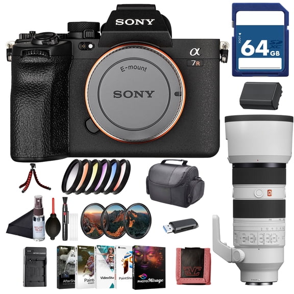 Sony Alpha 7R V Mirrorless Camera Body (ILCE-7RM5/B)  61MP Full-Frame Sensor | AI Autofocus | FE 70-200mm Lens, 64GB Card, Filter Kit, Color Filter Kit, Bag, NP-FZ100 Compatible Battery, and More