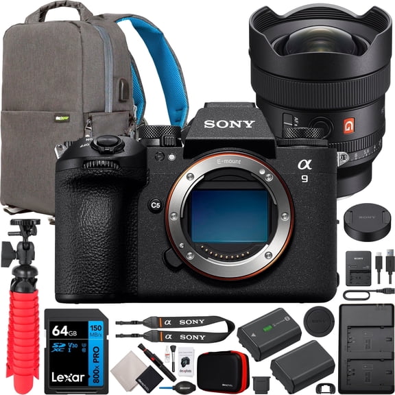 Sony Alpha 9 III Full Frame Mirrorless Interchangeable Lens Camera ILCE-9M3 a9 III Pro Bundle with FE 14mm F1.8 GM Ultra Wide Lens SEL14F18GM + Deco Gear Photography Backpack and Accessories Kit