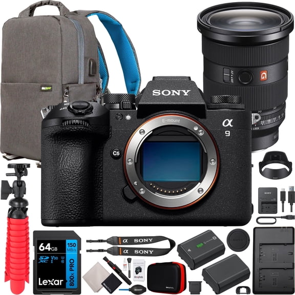 Sony Alpha 9 III Full Frame Mirrorless Interchangeable Lens Camera ILCE-9M3 a9 III Pro Bundle with FE 24-70mm F2.8 GM II Zoom Lens SEL2470GM2 + Deco Gear Photography Backpack and Accessories Kit