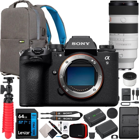 Sony Alpha 9 III Full Frame Mirrorless Interchangeable Lens Camera ILCE-9M3 a9 III Pro Bundle with FE 70-200mm F2.8 GM OSS II Lens SEL70200GM2 + Deco Gear Photography Backpack and Accessories Kit