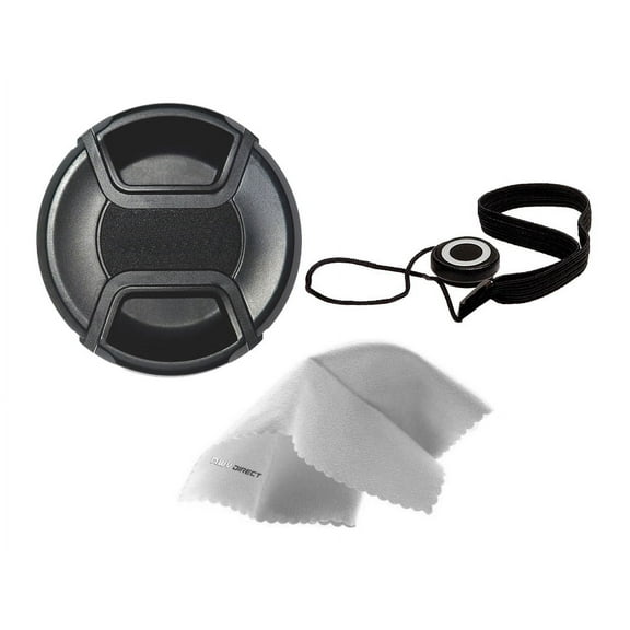 Sony Alpha A6000 Lens Cap Center Pinch (40.5mm) + Lens Cap Holder + Nw Direct Microfiber Cleaning Cloth.
