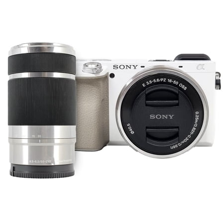 Sony Alpha A6100 Mirrorless Camera w/ 16-50mm & 55-210mm Zoom Lenses (White)