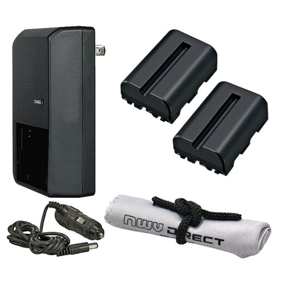 Sony Alpha DSLR-A350 'Intelligent' Batteries (2 Units) + AC/DC Travel Charger + Nwv Direct Microfiber Cleaning Cloth.