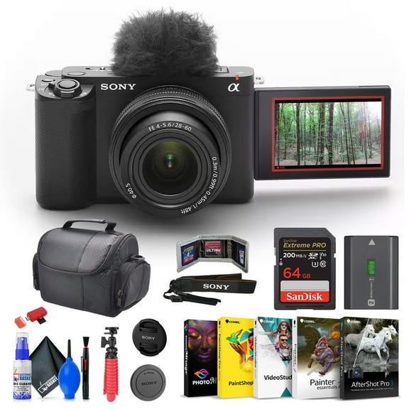 Sony Alpha ZV-E1 Full-Frame Vlog Camera (Black) with Sony FE 28-60mm Lens, 4K 120p Bundle + 64GB Card (International Model)