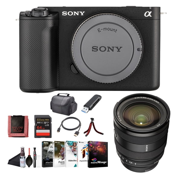 Sony Alpha ZV-E1 Full-frame Vlog Mirrorless Lens Camera Black ILCZVE1/B, Sony FE 20-70mm G Lens, 64GB Card, Corel Photo Software, Card Reader, Case, Flex Tripod, Cleaning Kit
