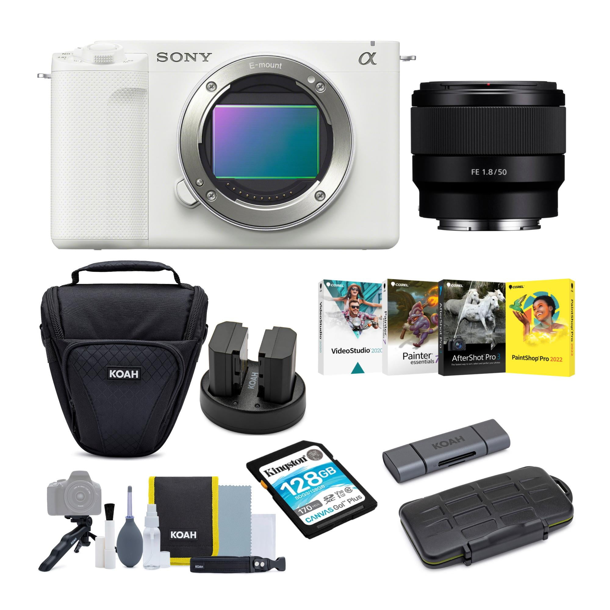 Sony Alpha ZV-E1 Mirrorless Camera with 50mm Lens (ILCZV-E1/W, White) Bundle