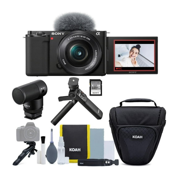 Sony Alpha ZV-E10 APS-C (Black) with 16-50mm Lens Bundle with Creator Kit