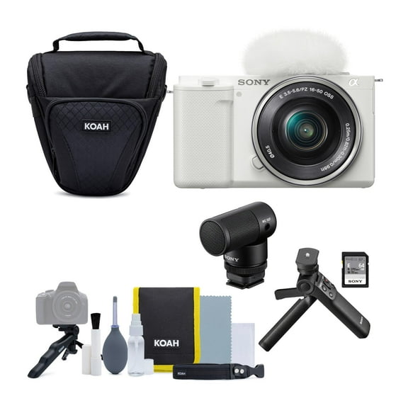 Sony Alpha ZV-E10 APS-C Mirrorless (White) with 16-50mm Lens Content Creator Kit