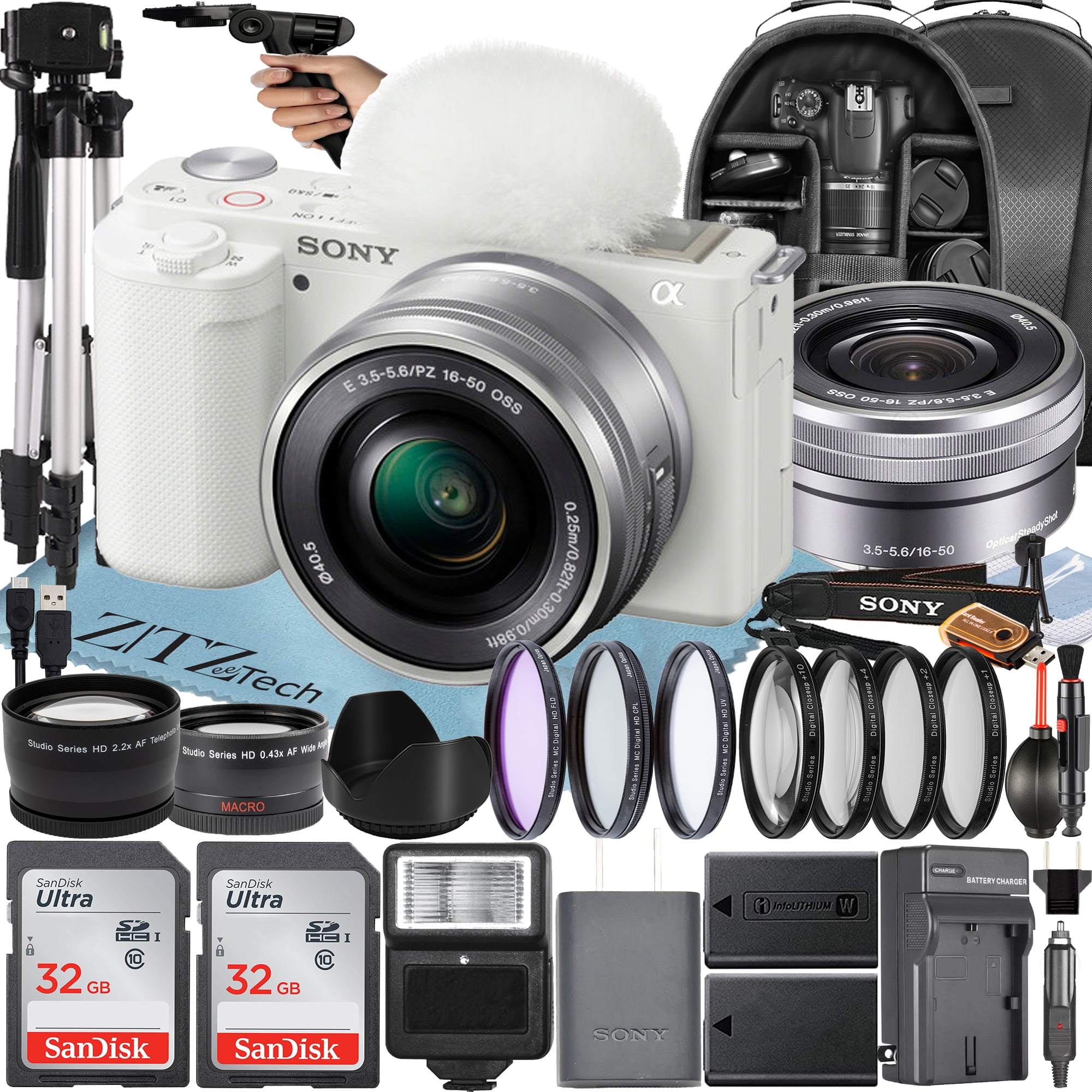 Sony Alpha ZVE10 Mirrorless Vlog Camera With 1650mm Lens + 2 Pack