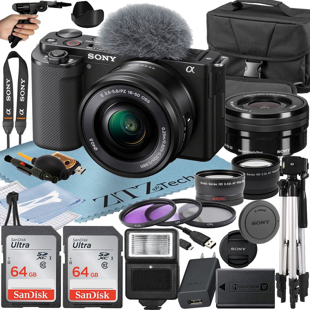 Sony Alpha ZVE10 Mirrorless Vlog Camera With 1650mm Lens + 2 Pack