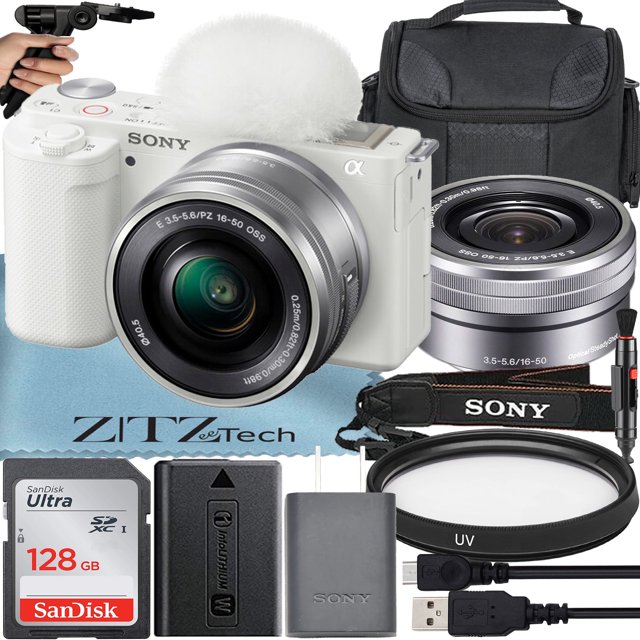 Sony Alpha ZVE10 Mirrorless Vlog Camera with 1650mm Lens + 128GB