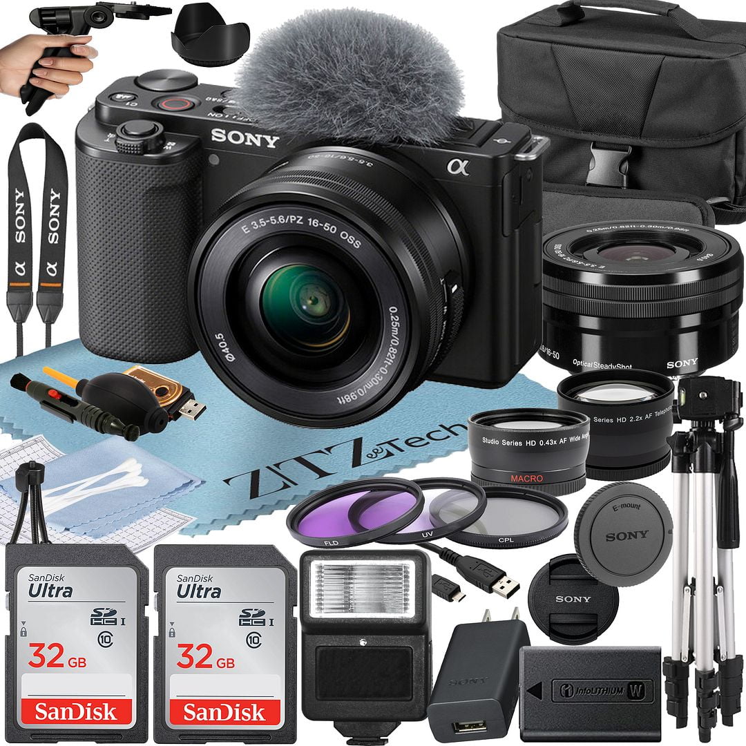 Sony Alpha ZVE10 Mirrorless Vlog Camera with 1650mm Lens + 2 Pack