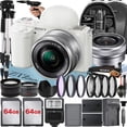 thumbnail image 1 of Sony Alpha ZV-E10 Mirrorless Vlog Camera with 16-50mm Lens + 2 Pack 64GB Memory Card + Flash + Tripod + Backpack + ZeeTech Accessory Bundle (International Version) (White), 1 of 11