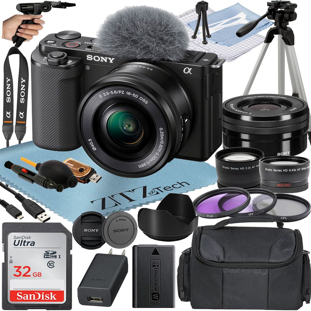 Sony Alpha ZVE10 Mirrorless Vlog Camera with 1650mm Lens + 32GB