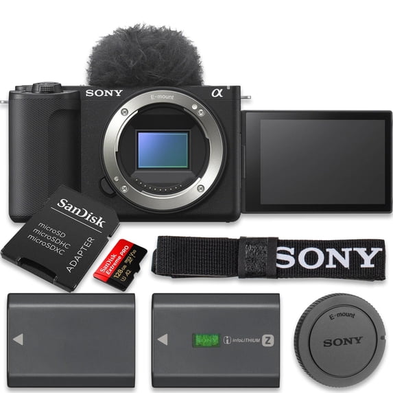 Sony Alpha ZVE10 II - APS-C Interchangeable Lens Mirrorless Content Creators’ Camera - Black - Body Only (Value Bundle)
