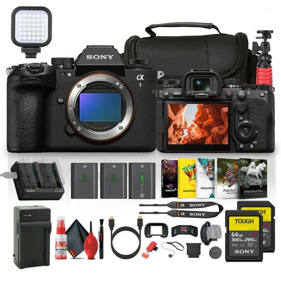 Sony Alpha a1 II Full-Frame Interchangeable Lens Mirrorless Camera (ILCE-1M2) + 2 x 64GB Memory Card + 2 x NP-FZ100 + More(International Model)