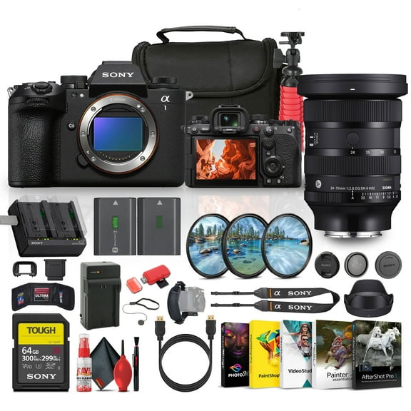 Sony Alpha a1 II Full-Frame Interchangeable Lens Mirrorless Camera (ILCE-1M2) + Sigma 24-70mm Art Lens + 64GB Memory Card + More(International Model)