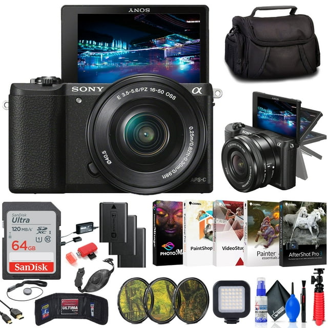 Sony Alpha a5100 Mirrorless Digital Camera with 16-50mm Lens + Filter Kit + More