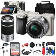 Sony Alpha a6000 24MP Mirrorless Camera with 16-50mm and 55-210mm Lenses Bundle including 64GB Card, Tripod, Bag, Card Reader and Cleaning Kit International Model