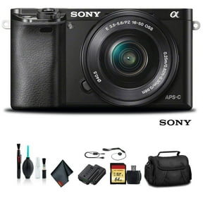 Sony Alpha a6000 Mirrorless Camera (Black) with 16-50mm Lens, 24MP APS-C Bundle + Tripod and 64GB Card (International Model)