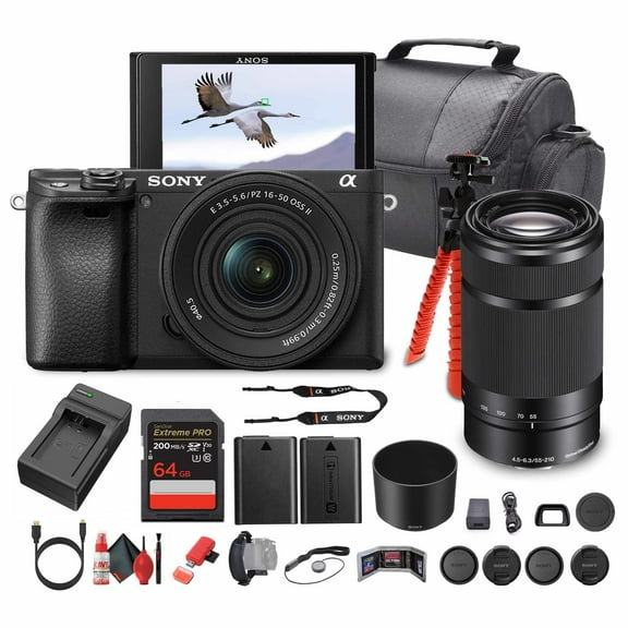 Sony Alpha a6100 Mirrorless Camera with 16-50mm & 55-210mm Lenses + Accessory Kit (International Model)