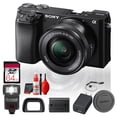 thumbnail image 1 of Sony Alpha a6100 Mirrorless Camera with 16-50mm Lens + Flash, 64GB Card & Base Bundle (International Model), 1 of 5