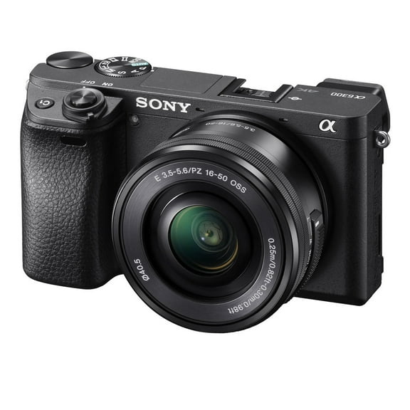 Sony Alpha a6300 Mirrorless Camera with 16-50mm Lens, Black + 64GB Card & Accessory Bundle (International Model)