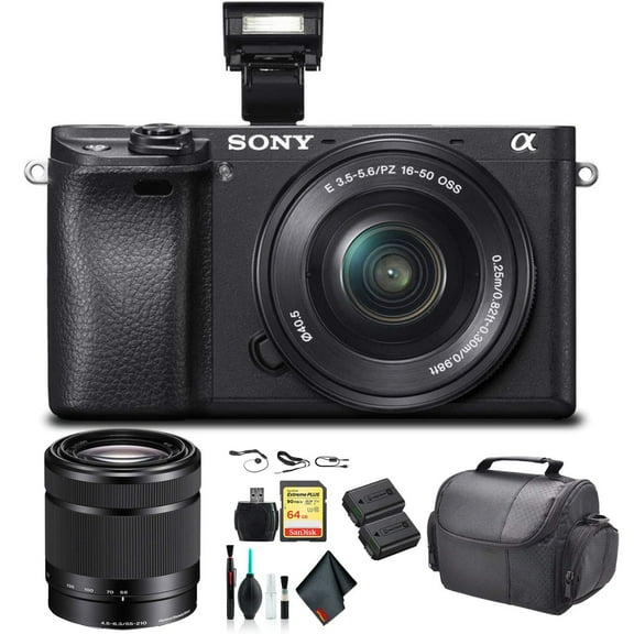 Sony Alpha a6300 Mirrorless Camera with 16-50mm & 55-210mm Lenses + Accessory Kit (International Model)
