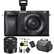 Sony Alpha a6300 Mirrorless Camera with 16-50mm & 55-210mm Lenses + Accessory Kit International Model